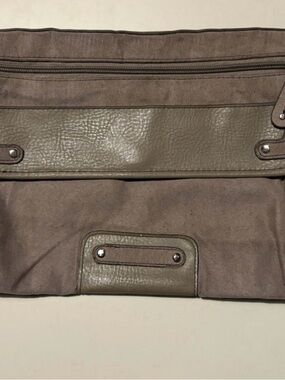 Taupe Leather & Suede Messenger Bag